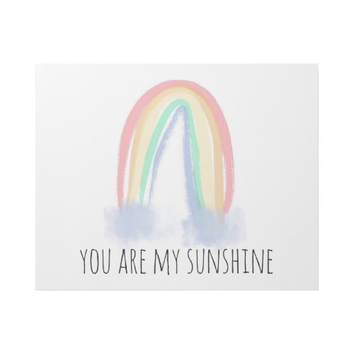 You are my sunshine watercolor painted rainbow  gallery wrap