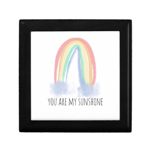 You are my sunshine watercolor painted rainbow  gift box