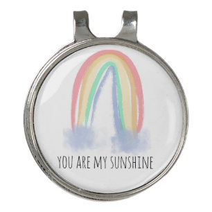 You are my sunshine watercolor painted rainbow golf hat clip