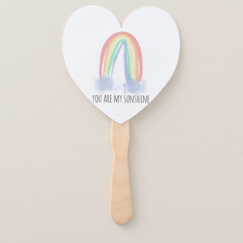 You are my sunshine watercolor painted rainbow  hand fan