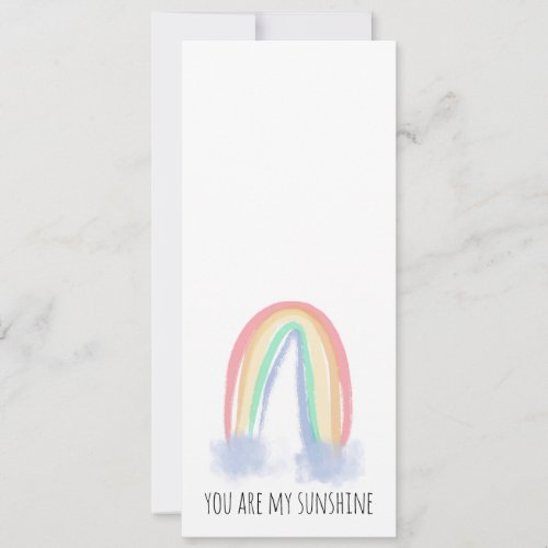 You are my sunshine watercolor painted rainbow  invitation