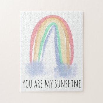 You Are My Sunshine Watercolor Painted Rainbow   Jigsaw Puzzle by CharmedPix at Zazzle