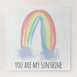 You are my sunshine watercolor painted rainbow jigsaw puzzle