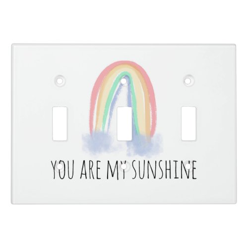 You are my sunshine watercolor painted rainbow  light switch cover