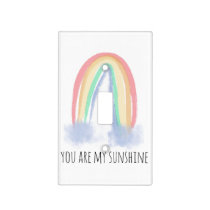 You are my sunshine watercolor painted rainbow  light switch cover