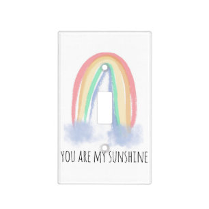You are my sunshine watercolor painted rainbow light switch cover