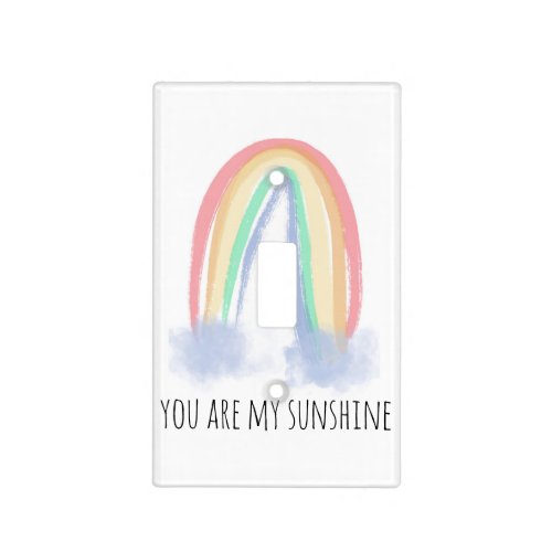 You are my sunshine watercolor painted rainbow  light switch cover