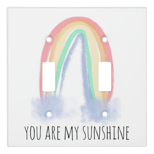 You are my sunshine watercolor painted rainbow   light switch cover