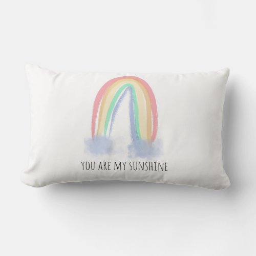 You are my sunshine watercolor painted rainbow  lumbar pillow