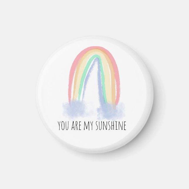 You are my sunshine watercolor painted rainbow  magnet (Front)