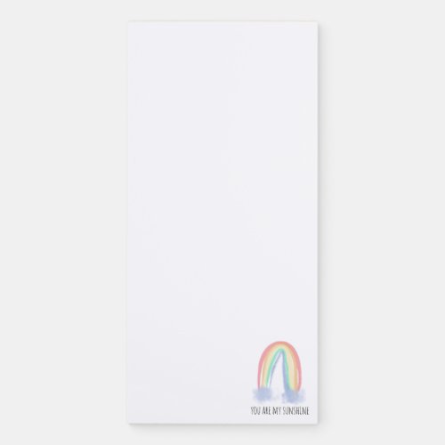 You are my sunshine watercolor painted rainbow   magnetic notepad