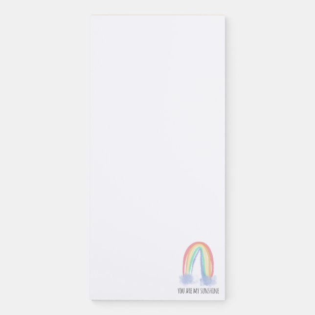 You are my sunshine watercolor painted rainbow   magnetic notepad (Front)