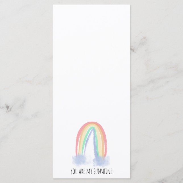 You are my sunshine watercolor painted rainbow  menu (Front)