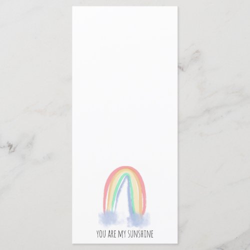 You are my sunshine watercolor painted rainbow  menu