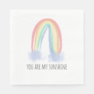 You are my sunshine watercolor painted rainbow napkins