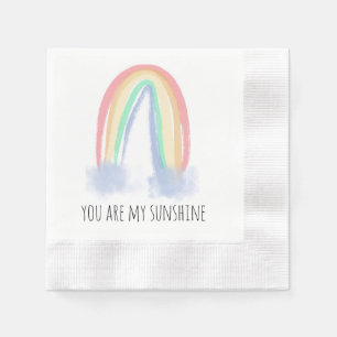 You are my sunshine watercolor painted rainbow  napkins