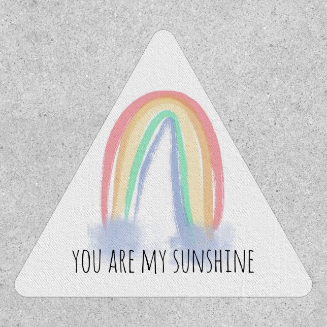 You are my sunshine watercolor painted rainbow  patch (Front)