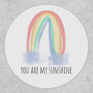 You are my sunshine watercolor painted rainbow   patch