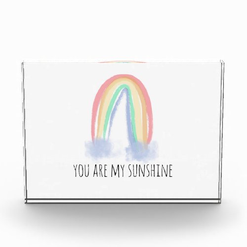 You are my sunshine watercolor painted rainbow  photo block