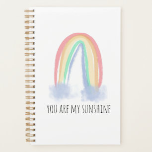 You are my sunshine watercolor painted rainbow planner