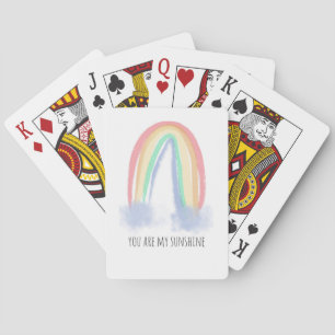 You are my sunshine watercolor painted rainbow poker cards