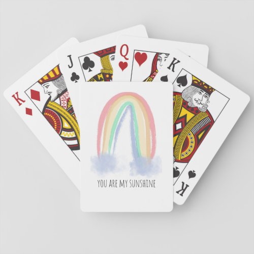 You are my sunshine watercolor painted rainbow  poker cards