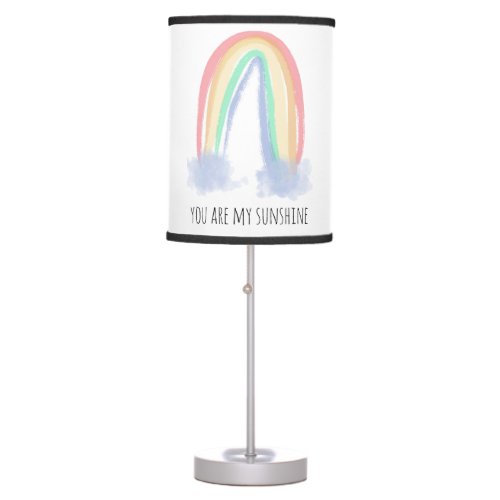 You are my sunshine watercolor painted rainbow  table lamp