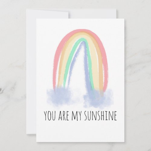 You are my sunshine watercolor painted rainbow  thank you card