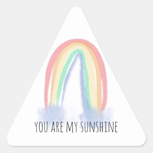 You are my sunshine watercolor painted rainbow   triangle sticker