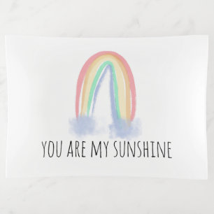 You are my sunshine watercolor painted rainbow trinket tray