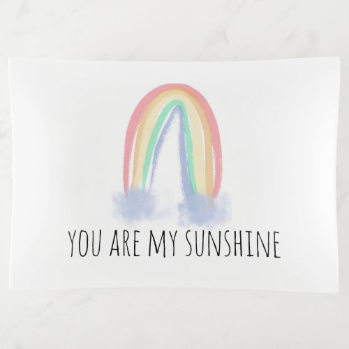 You are my sunshine watercolor painted rainbow  trinket tray