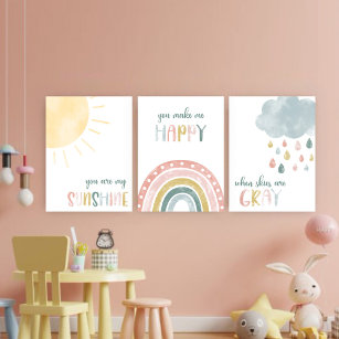 You Are My Sunshine Watercolor Wall Art Graphic Wall Art Sets
