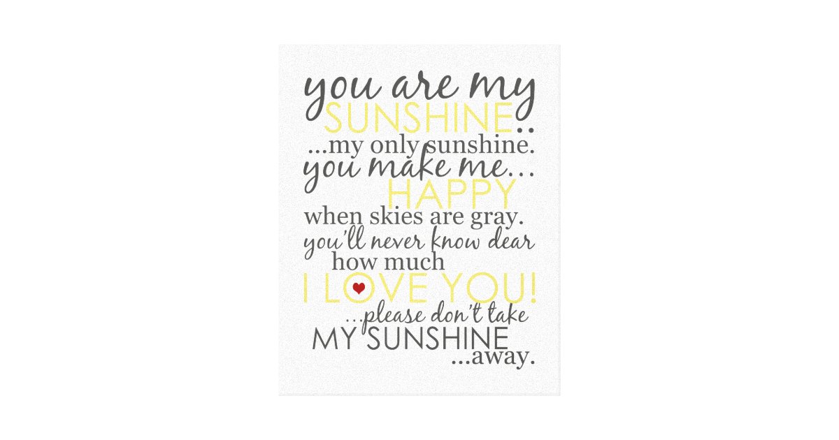 You Are My Sunshine Lyrics Nursery Digital Art Print 