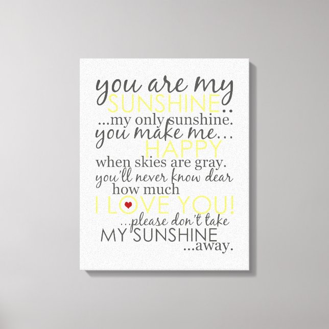 You Are My Sunshine - White - Wrapped Canvas Print (Front)