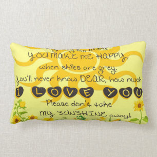 You are My Sunshine with Flowers in Yellow Lumbar Pillow