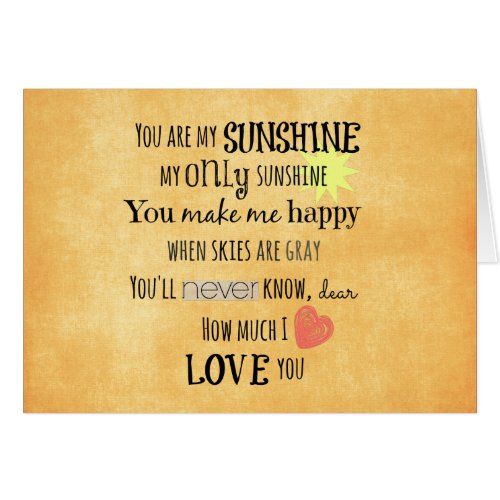 You are my Sunshine Word Art Typography