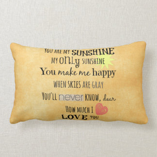 You are my Sunshine Word Art Typography Lumbar Pillow