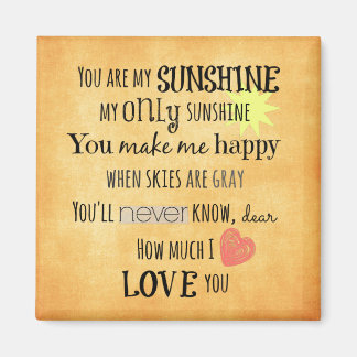 You are my Sunshine Word Art Typography Magnet