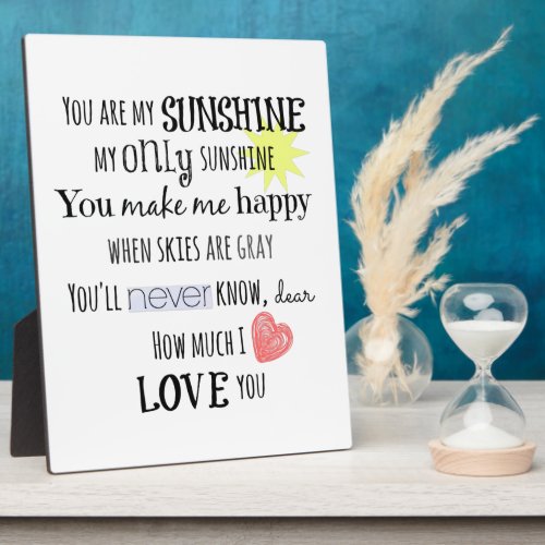 You are my Sunshine Word Art Typography Plaque