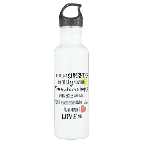 You are my Sunshine Word Art Typography Stainless Steel Water Bottle