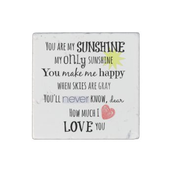You Are My Sunshine Word Art Typography Stone Magnet by QuoteLife at Zazzle