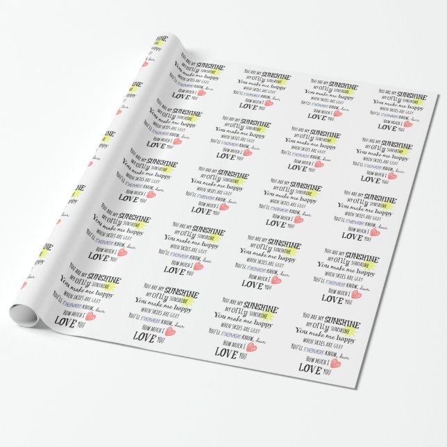 You are my Sunshine Word Art Typography Wrapping Paper (Unrolled)