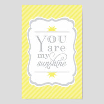 You Are My Sunshine Yellow and Gray Nursery Poster
