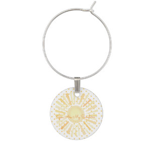 YOU ARE MY SUNSHINE Yellow Dots Sun Fun Wine Charm