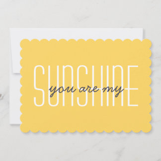 You Are My Sunshine Yellow Happy Cute Typography Note Card
