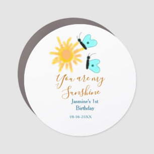 You are my sunshine yellow orange sun blue butterf car magnet