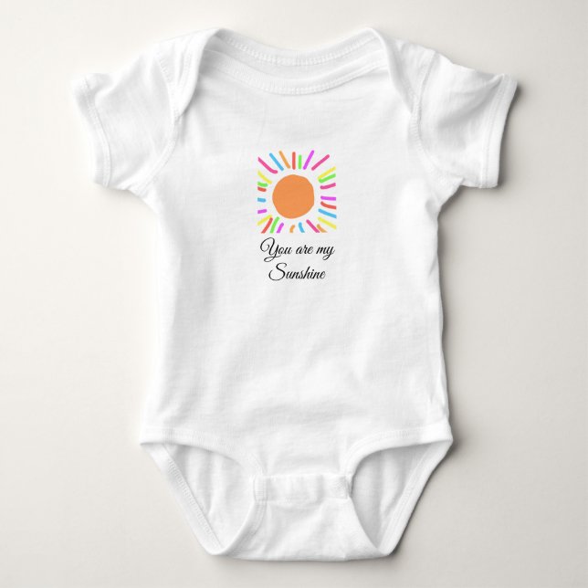 you are my sunshine yellow orange sun rays add nam baby bodysuit (Front)
