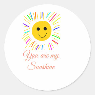 you are my sunshine yellow orange sun rays add nam classic round sticker