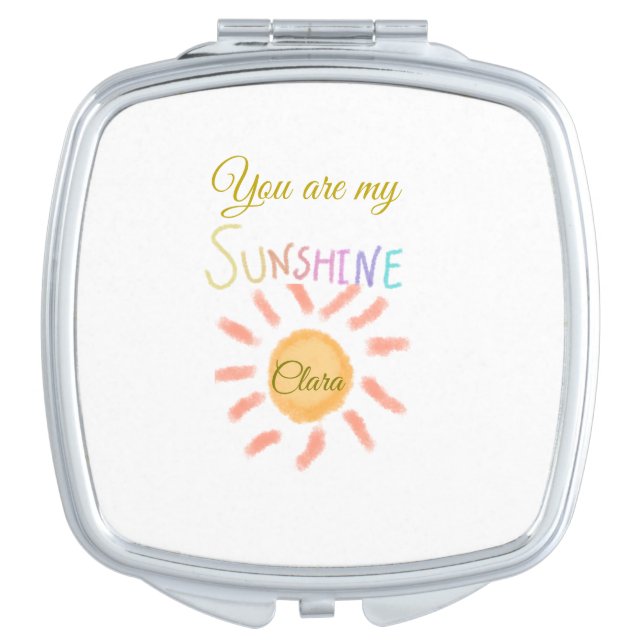 you are my sunshine yellow orange sun rays add nam compact mirror (Front)