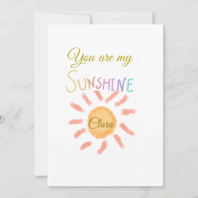 you are my sunshine yellow orange sun rays add nam invitation (Front)